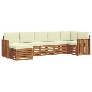 vidaXL Ensemble de canapé d'angle avec coussin 7 Pièces Naturel et Crème