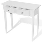 vidaXL Table de console et coiffeuse avec 2 tiroirs Blanc