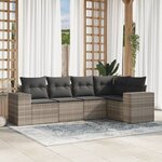 vidaXL Salon de jardin 5 Pièces avec coussins gris clair résine tressée