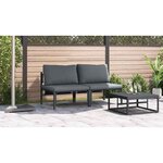 vidaXL Mobilier de jardin avec coussin 2 Pièces Anthracite Acier