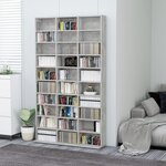 vidaXL Armoire à CD Gris béton 102x16x177 5 cm Bois d'ingénierie