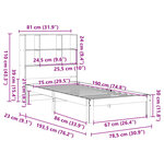 vidaXL Lit bibliothèque sans matelas cire marron 75x190 cm pin massif