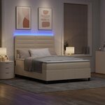 vidaXL Lit à ressorts avec matelas avec LED Crème 140 x 190 cm tissu