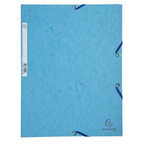 Chemise 3 rabats à élastiques carte lustrée 400g/m2 - A4 - Turquoise x 25 EXACOMPTA