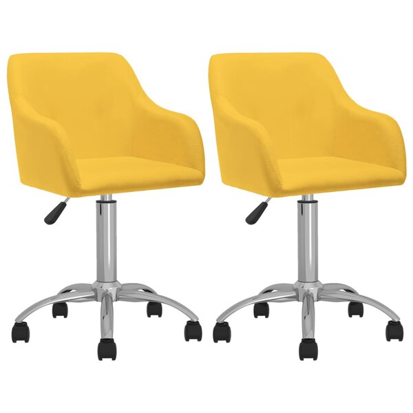 vidaXL Chaises pivotantes à manger lot de 2 jaune tissu