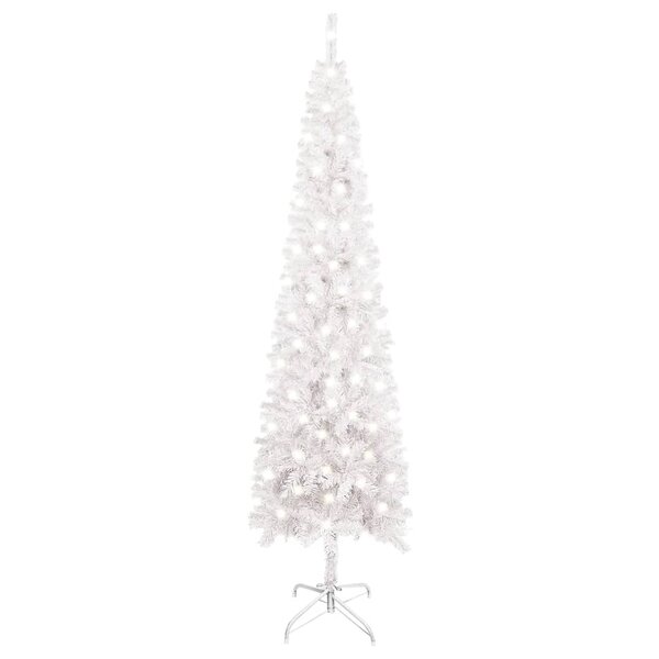 Vidaxl arbre de noël mince avec led blanc 210 cm
