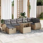 vidaXL Salon de jardin avec coussins 8 Pièces beige résine tressée