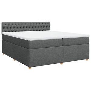 vidaXL Sommier à lattes de lit avec matelas Gris foncé 200x200cm Tissu