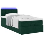 vidaXL Lit ottoman avec matelas et LED Vert foncé 80x200cm velours