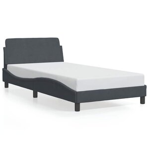 vidaXL Cadre de lit Dover gris foncé 100x190 cm velours