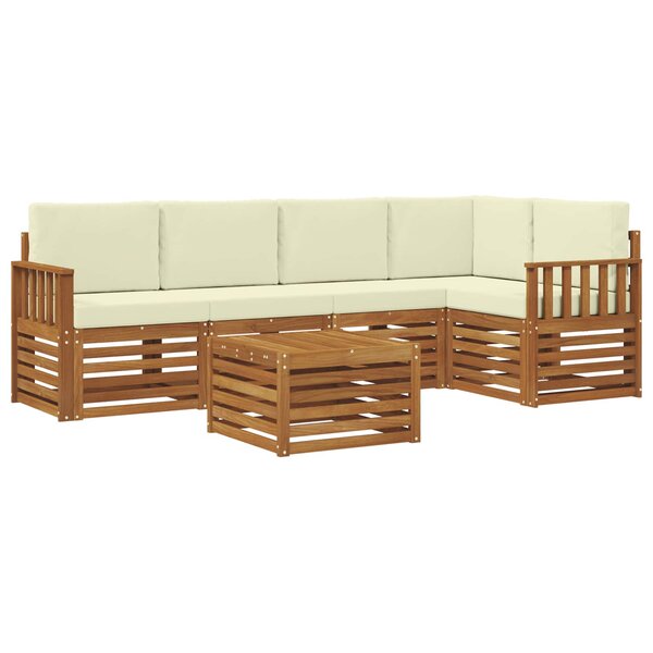 vidaXL Ensemble de canapés d'extérieur 6 pc Naturel et Crème Polyester
