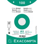 Paquet 100 Fiches Sous Film - Bristol Quadrillé 5x5 Perforé 148x210mm - Blanc - Exacompta