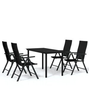 vidaXL Ensemble à manger de jardin 5 Pièces Noir