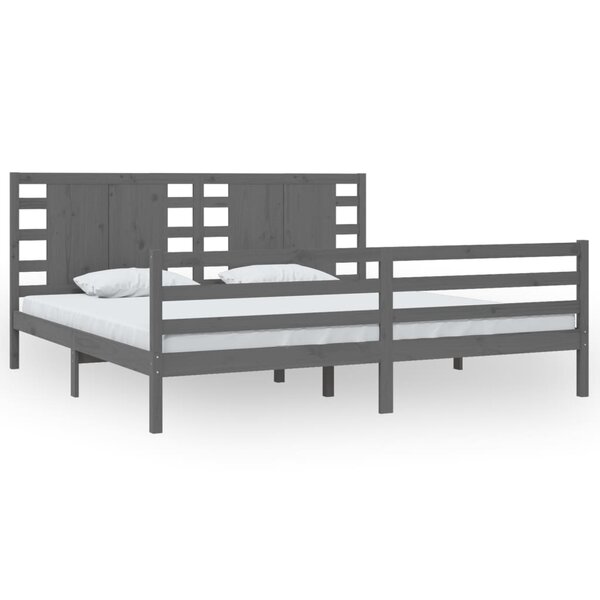 vidaXL Cadre de lit sans matelas gris 200x200 cm bois massif de pin