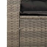 vidaXL Salon de jardin avec coussins 3 Pièces gris résine tressée