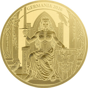 Monnaie GERMANIA Queen on the Throne 1/200 Oz Or 5 Mark Germania 2026