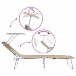 vidaXL Transat 2 Pièces Taupe 58 x 188 x 77cm Polyester