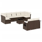 vidaXL Salon de jardin 10 Pièces avec coussins marron résine tressée