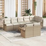 vidaXL Ensemble de canapé de jardin 9 Pièces Beige Poly rotin