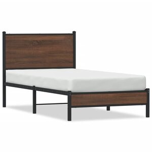 vidaXL Cadre de lit en métal sans matelas chêne marron 90x190 cm