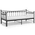 vidaXL Cadre de canapé-lit extensible sans matelas Noir Métal 90x200cm