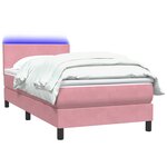 vidaXL Sommier à lattes de lit avec matelas et LED rose 90x210 cm velours