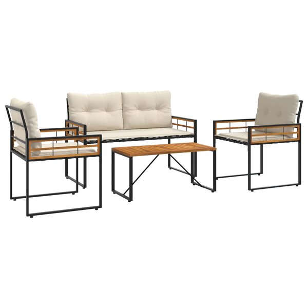 vidaXL Ensemble de meubles d'extérieur avec coussin 4 Pièces Crème