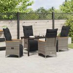 vidaXL Ensemble de salle à manger pour jardin 5 Pièces Gris Poly rotin