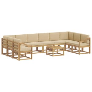 vidaXL Ensemble de canapés d'extérieur 11 Pièces Blanc et Beige