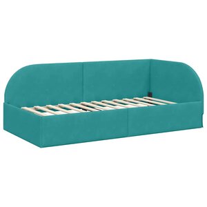 vidaXL Cadre de lit d'angle Turquoise 90 x 190 cm Velours
