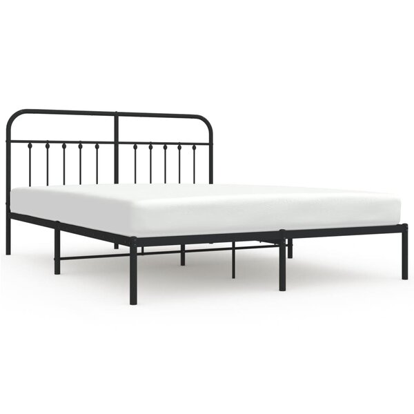 vidaXL Cadre de lit métal avec tête de lit noir 183x213 cm