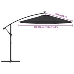 vidaXL Tissu de remplacement pour parasol déporté noir 300 cm