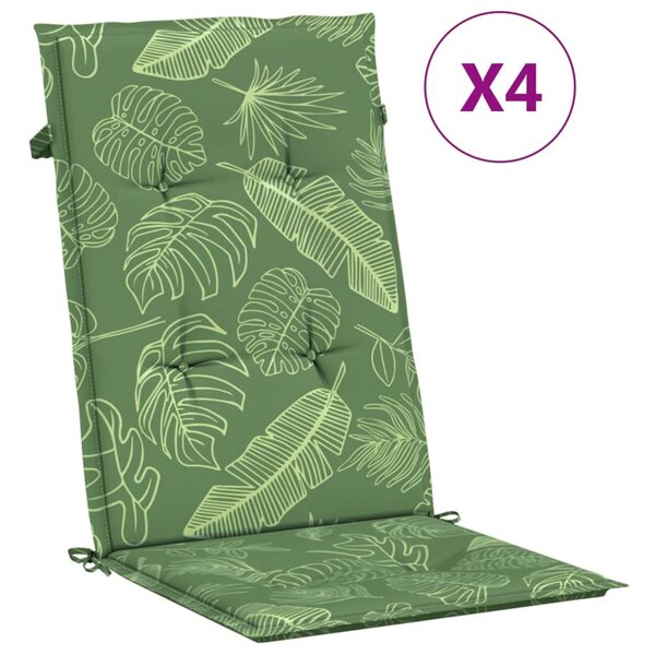 vidaXL Coussins de chaise à dossier haut lot de 4 modèle de feuille