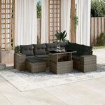 vidaXL Salon de jardin 8 Pièces avec coussins gris résine tressée