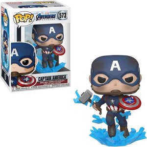 Figurine Funko Pop! Marvel : Endgame - Capt America avec bouclier cassé et marteau de Thor
