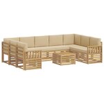 vidaXL Ensemble de canapés d'extérieur 10 pc Blanc et Beige Polyester