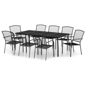 vidaXL Ensemble à manger de jardin 9 Pièces anthracite acier
