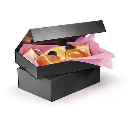 Boîte cadeau pelliculée noir avec fermeture aimantée 37 5 x 26 5 x 6 5 cm (lot de 10)