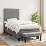vidaXL Sommier à lattes de lit avec matelas Gris foncé 90x200 cm Tissu