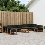 vidaXL Ensemble de canapés d'extérieur 11 Pièces Naturel et noir