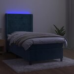 vidaXL Sommier à lattes de lit matelas et LED Bleu foncé 100x200 cm