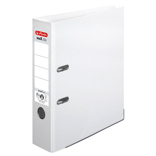 Classeur à levier maX.file Protect Plus Polypro Int / Ext Dos de 80 mm Blanc HERLITZ