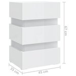 vidaXL Table de chevet à LED blanc brillant 45x35x67 cm