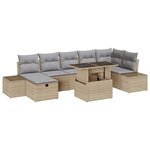vidaXL Ensemble de canapé de jardin 8 Pièces Beige polyrotin