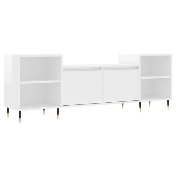 vidaXL Meuble TV Blanc brillant 160x35x55 cm Bois d'ingénierie