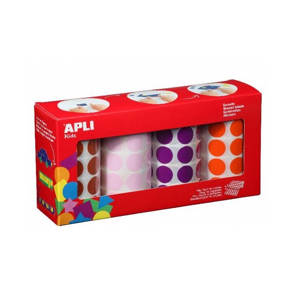 Gommettes 4 rouleaux Rond Ø 33 mm marron rose lilas orange x 2832