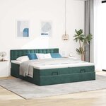 vidaXL Cadre de lit ottoman avec matelas vert foncé 160x200 cm velours