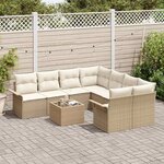 vidaXL Ensemble de canapé de jardin 9 Pièces Beige Poly rotin