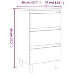 vidaXL Table de chevet avec pieds en bois solide Gris béton 40x35x69cm