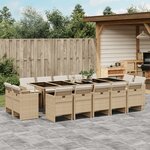 vidaXL Ensemble à manger de jardin et coussins 15 Pièces beige